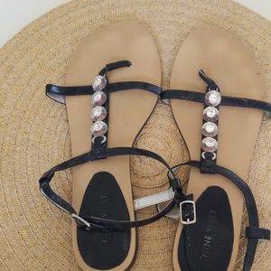 Patent leather strappy sandals